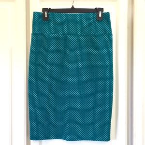 LuLaRoe Skirt. Size M. Teal & cream. Cassie Pencil